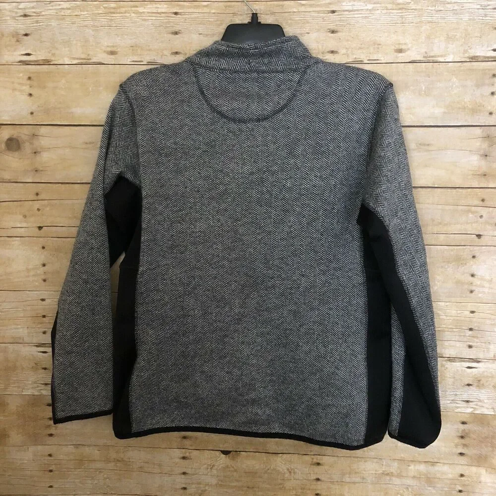 Marc New York Women's Black Herringbone Fleece Lined Knit Jacket - Size XL - MNY